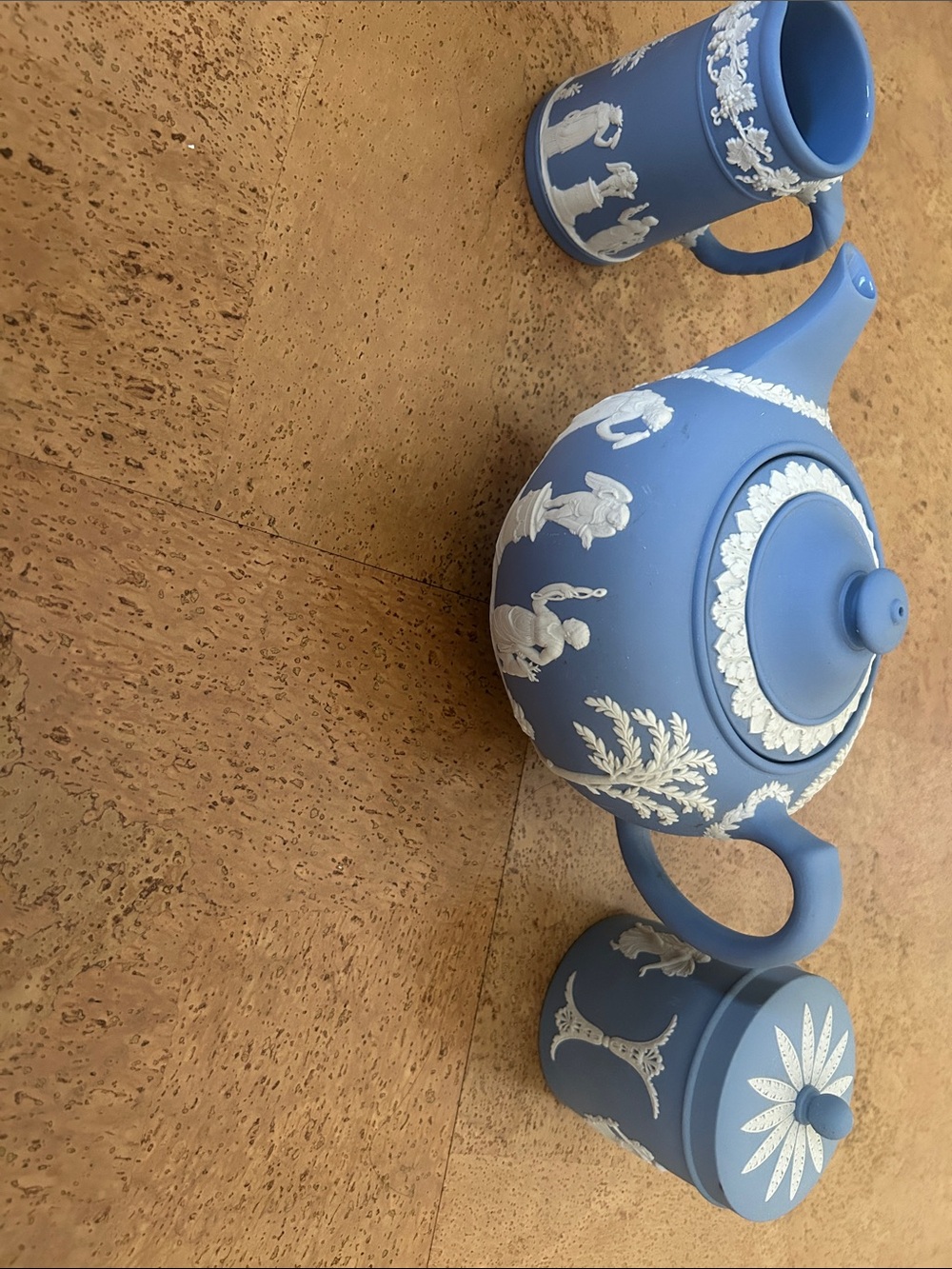 Wedgwood Cornflower Blue and White Jasperware Tea Set